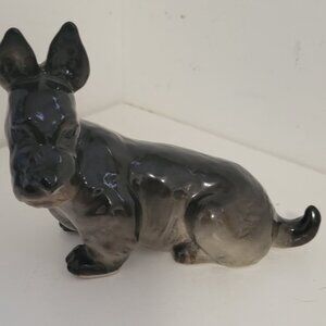 Russian Lomonosov Porcelain Scottish Terrier Sitting Little Chunky USSR